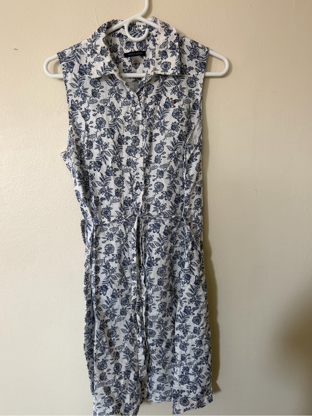 Tommy Hilfiger Navy and White Floral Button-Front Dress